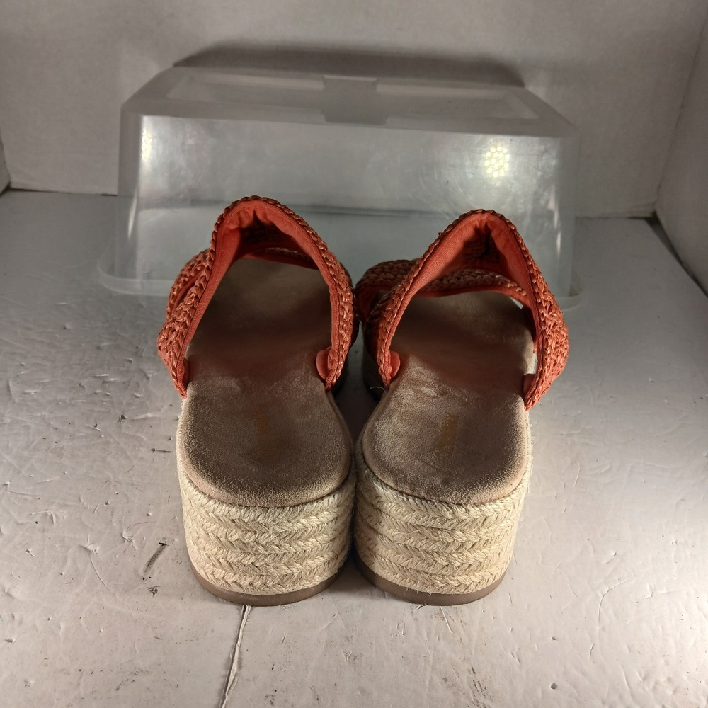 Old Navy Two Band Espadrille Sandals 7 Gingerspice Woven Platform Boho Wedge - Picture 6 of 10